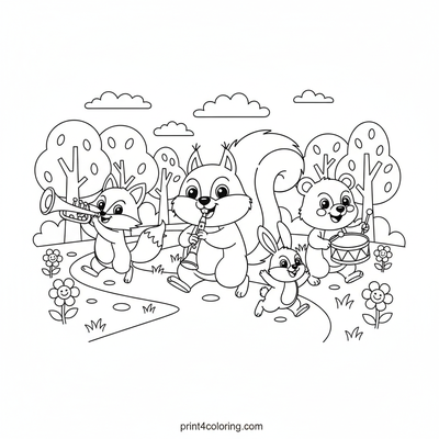 The Great Forest Clarinet Parade - free printable coloring page
