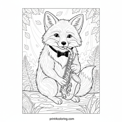 The Forest Musician: Fox's Gentle Serenade - free printable coloring page