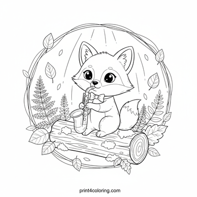 The Fox Musician's Quiet Autumn Practice - free printable coloring page