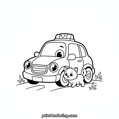 Officer Friendly and the Lost Kitten - free printable coloring page