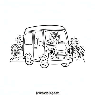 Sunny Smiles: The Happy Mail Van's Morning Rounds