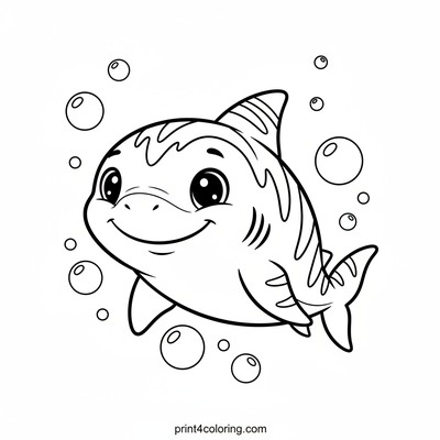 Friendly Tiger Shark's Bubbly Swim - free printable coloring page