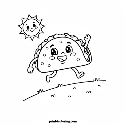 The Happy Waving Taco Friend - free printable coloring page