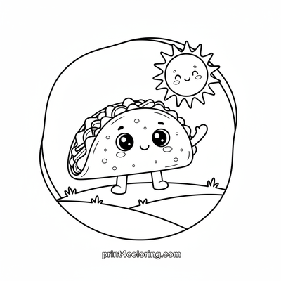Our Friendly Waving Taco Pal - free printable coloring page