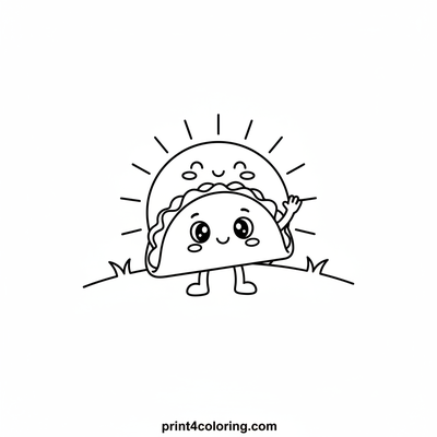 Smiley Taco's Sunny Greeting - free printable coloring page