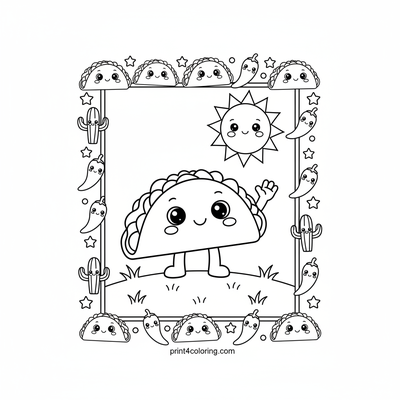 Happy Taco's Sunny Wave - free printable coloring page