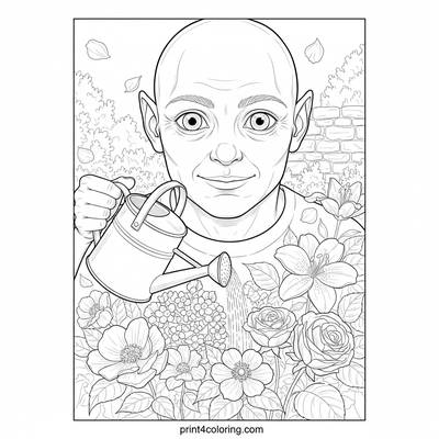 The Gentle Giant's Garden Gaze - free printable coloring page