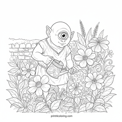 The Gentle Gardener Cyclops: A Bloom of Kindness - free printable coloring page
