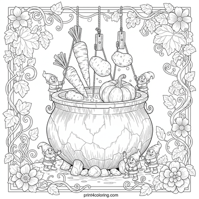 Giant's Garden Soup Cauldron - free printable coloring page