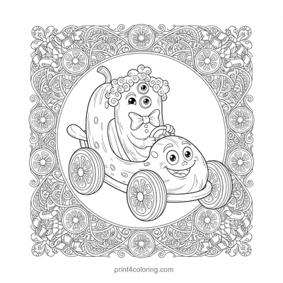 Monster's Zany Pickle Go-Kart Race - free printable coloring page