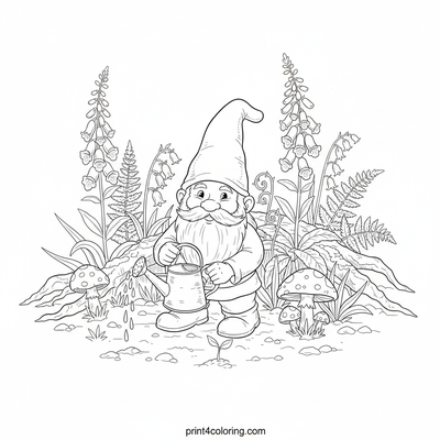 The Gnome's Enchanted Wildflower Garden - free printable coloring page