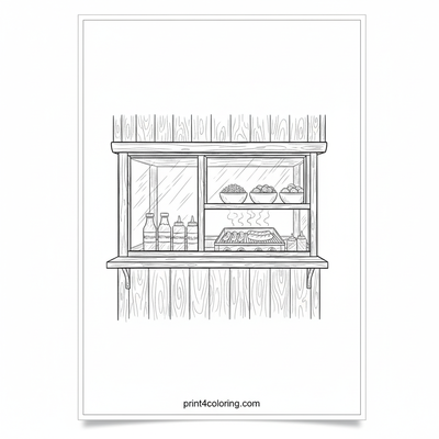 The Grand Hotdog Stand: A Vintage Culinary Marvel - free printable coloring page