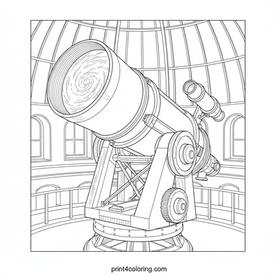 Celestial Gaze: Grand Observatory Telescope - free printable coloring page