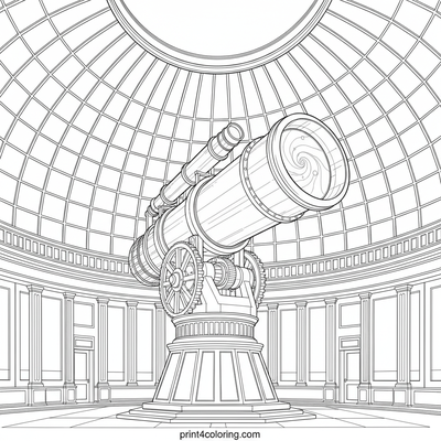 The Grand Observatory's Cosmic Gaze - free printable coloring page