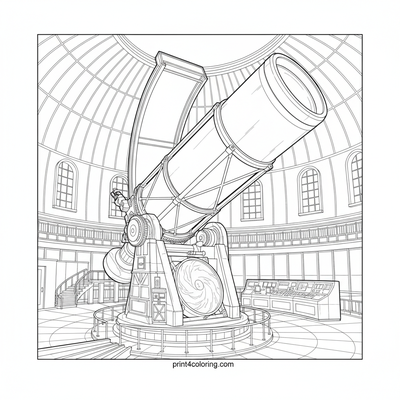 The Grand Observatory's Cosmic Gaze - free printable coloring page