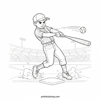 Grand Slam Glory: The Power Swing - free printable coloring page