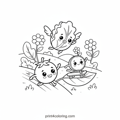 The Great Garden Salad Race: A Veggie Adventure! - free printable coloring page