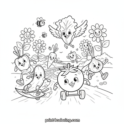 The Great Garden Salad Race! - free printable coloring page