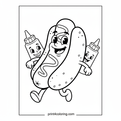 The Zippy Hotdog Race! - free printable coloring page