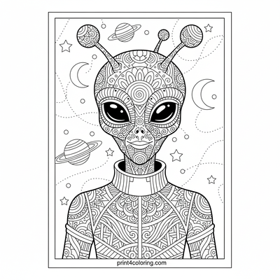 Cosmic Spike: The Alien Volleyball Showdown - free printable coloring page