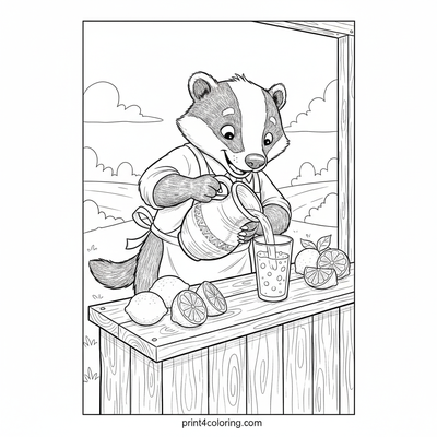 Badger's Bubbly Lemonade Stand - free printable coloring page