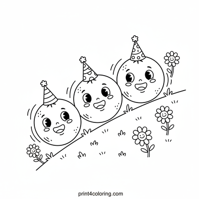 The Silly Orange Roll Race - free printable coloring page