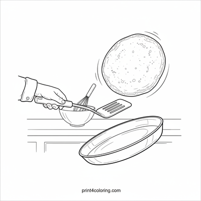 The Epic Pancake Flip! - free printable coloring page