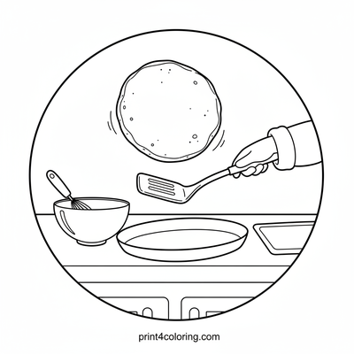 The Great Pancake Flip Adventure - free printable coloring page