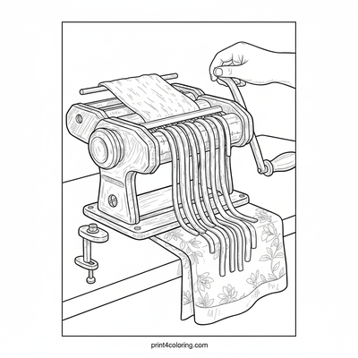 The Grand Pasta Machine Adventure: A Culinary Masterpiece - free printable coloring page