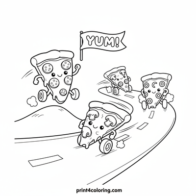 The Great Pizza Race: A Slice of Fun! - free printable coloring page