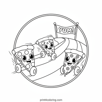 The Great Pizza Race: On Your Marks, Get Set, YUM! - free printable coloring page