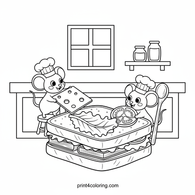 The Mighty Mice Sandwich Team - free printable coloring page