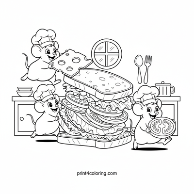 The Mighty Mouse Sandwich Crew - free printable coloring page