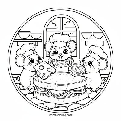 Mighty Mice's Giant Sandwich Party - free printable coloring page