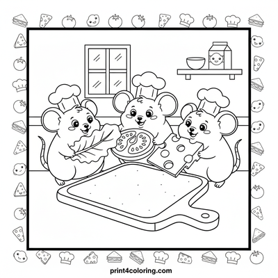 The Great Little Chef Mice Sandwich Build - free printable coloring page