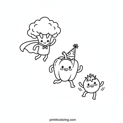 The Great Veggie Costume Party! - free printable coloring page