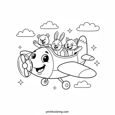Happy Plane's Animal Express - free printable coloring page