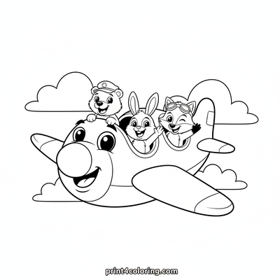 The Happy Plane's First Sky Adventure - free printable coloring page