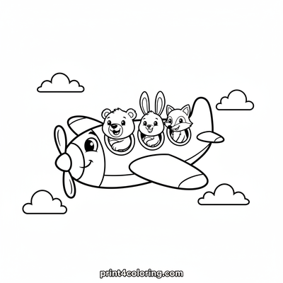 The Happy Little Plane's Sky Adventure - free printable coloring page