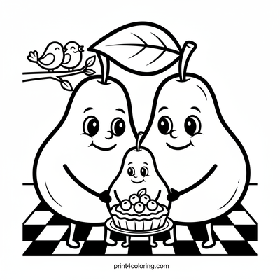 Sweet Pear Family Picnic Fun - free printable coloring page