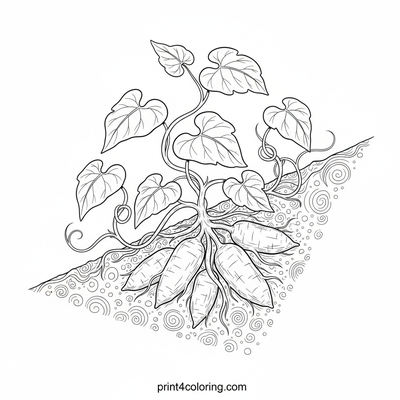 The Yam's Secret Underground World - free printable coloring page