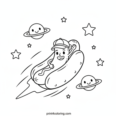 Hotdog Comet Cruise Adventure - free printable coloring page