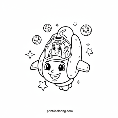 The Hotdog Pilot's Cosmic Wave - free printable coloring page