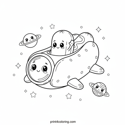 Hotdog Comet Cruiser's Cosmic Adventure - free printable coloring page