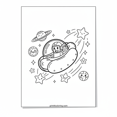 The Great Hotdog Space Adventure! - free printable coloring page