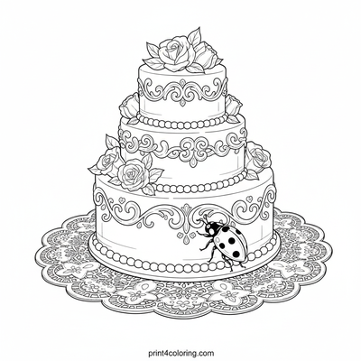 Ladybug's Grand Cake Adventure - free printable coloring page