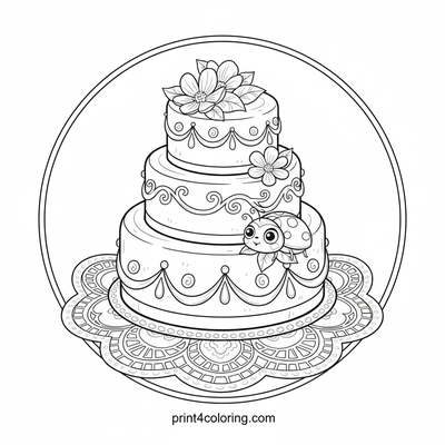 Ladybug's Sweet Adventure Cake - free printable coloring page