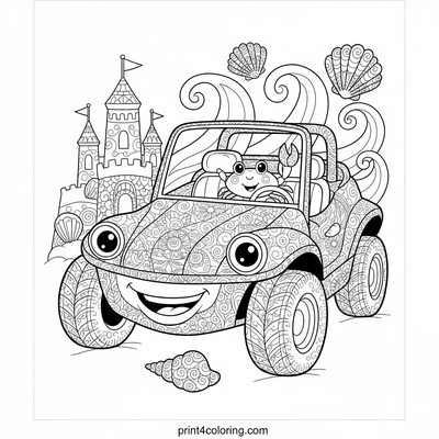 The Little Buggy's Grand Beach Day - free printable coloring page
