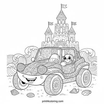 The Little Buggy's Big Beach Adventure - free printable coloring page