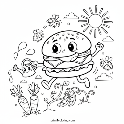 Burger Buddy's Bountiful Garden - free printable coloring page